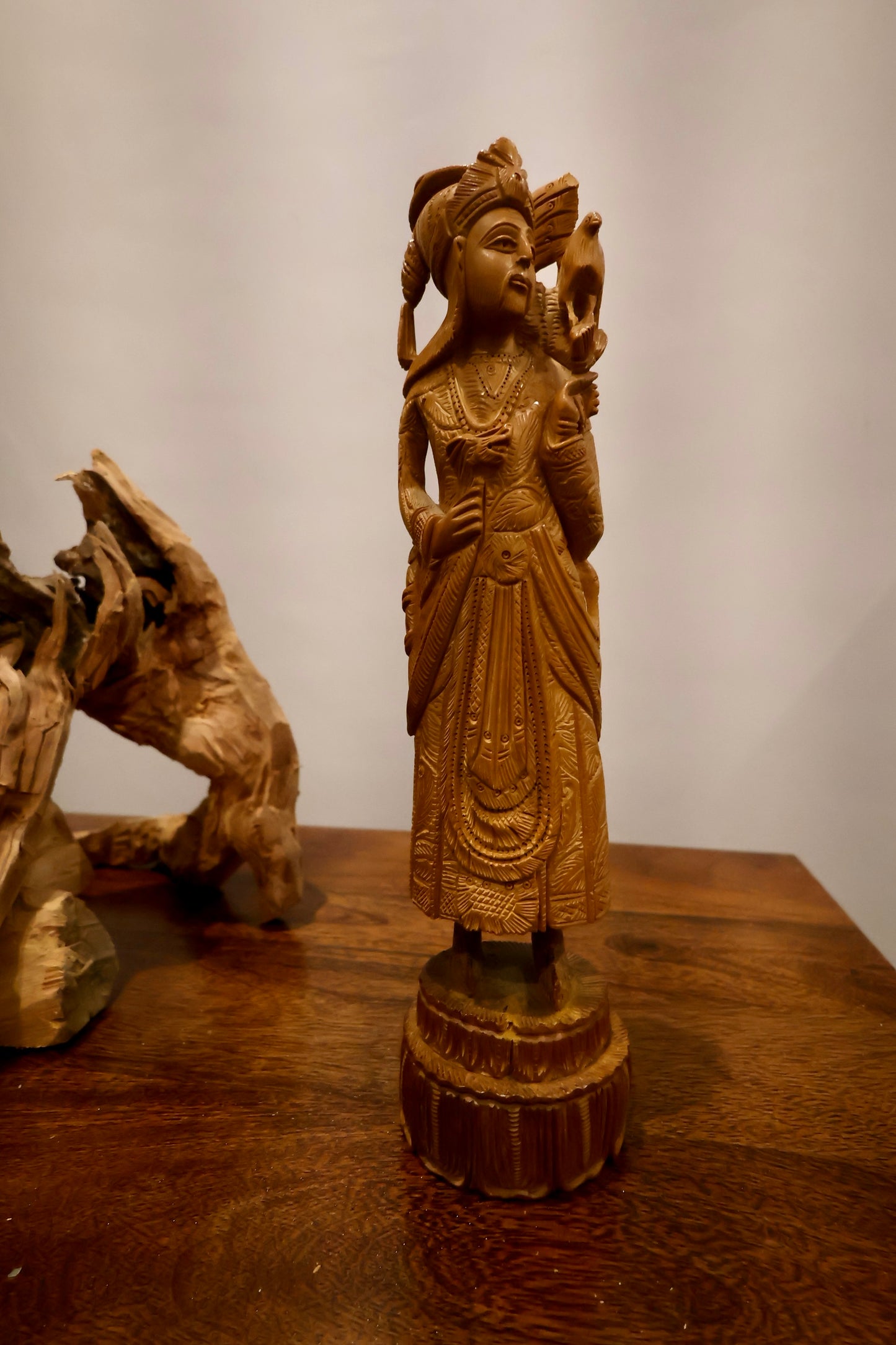 Vintage Sandalwood Carving Mughal King Statue