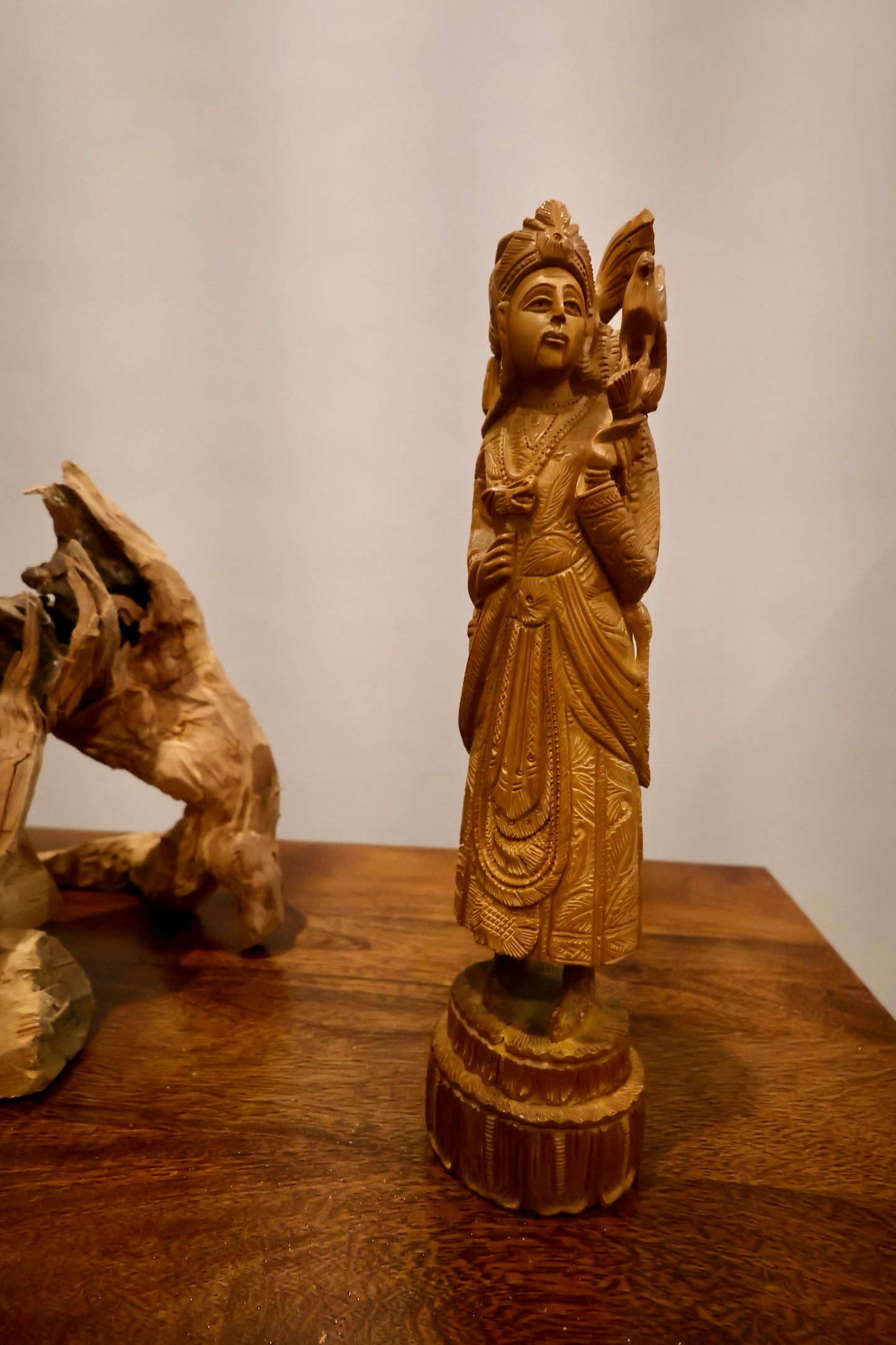 Vintage Sandalwood Carving Mughal King Statue