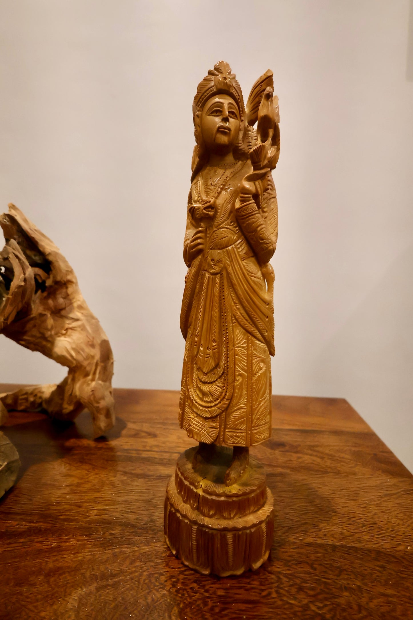 Vintage Sandalwood Carving Mughal King Statue