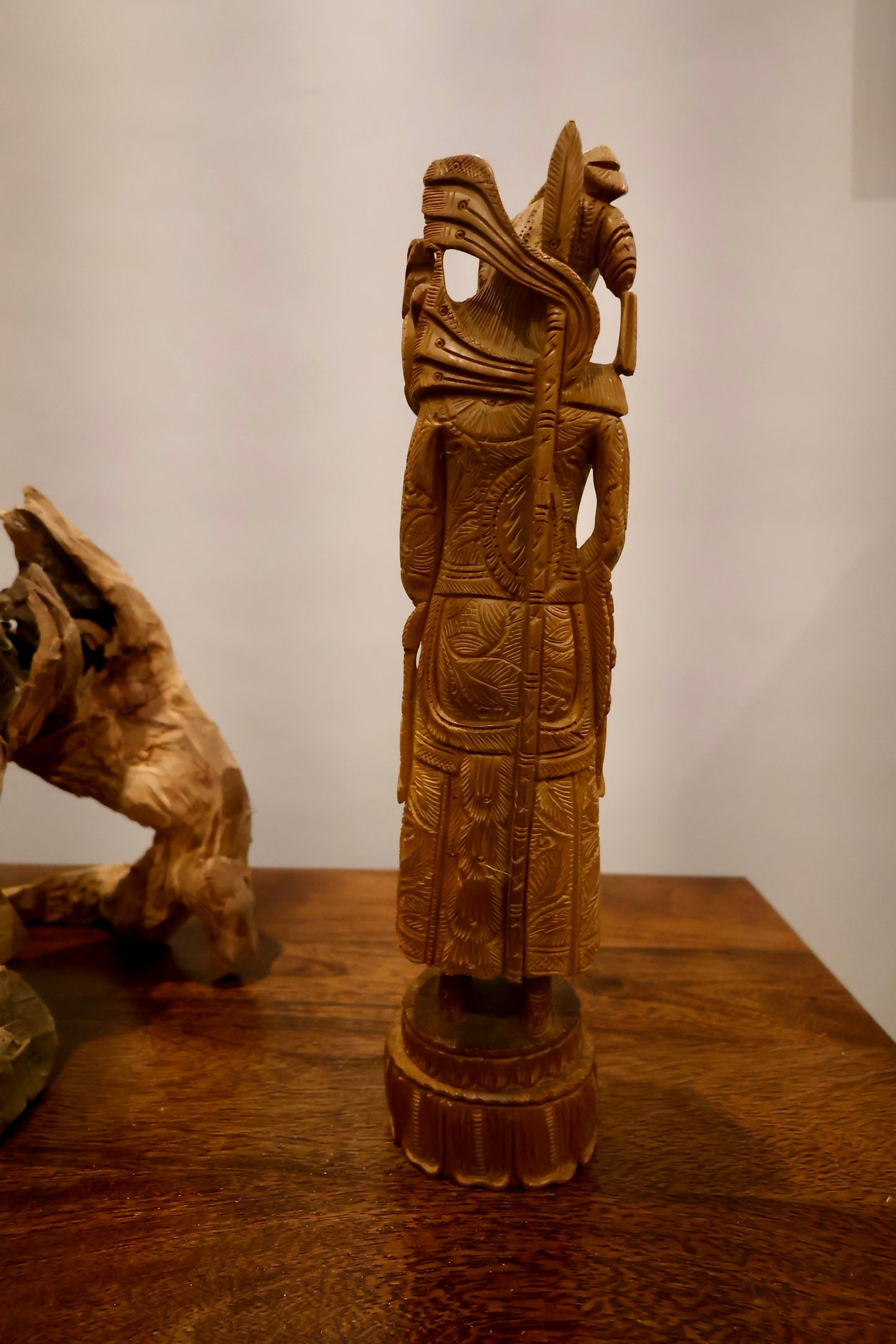 Vintage Sandalwood Carving Mughal King Statue