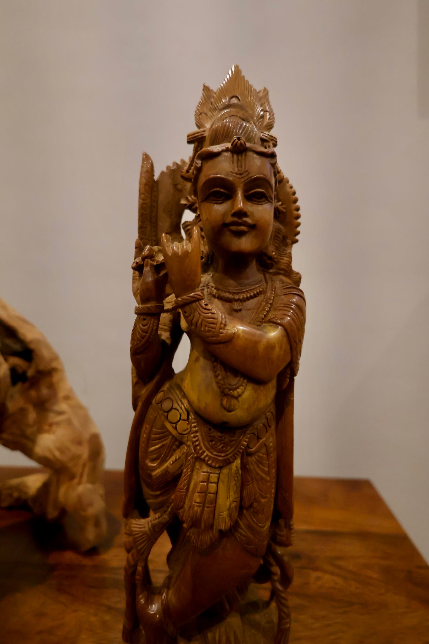Vintage Sandalwood Dancing Baby Krishna