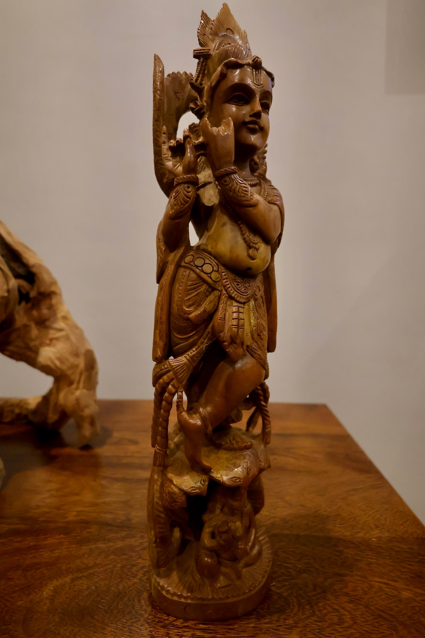 Vintage Sandalwood Dancing Baby Krishna