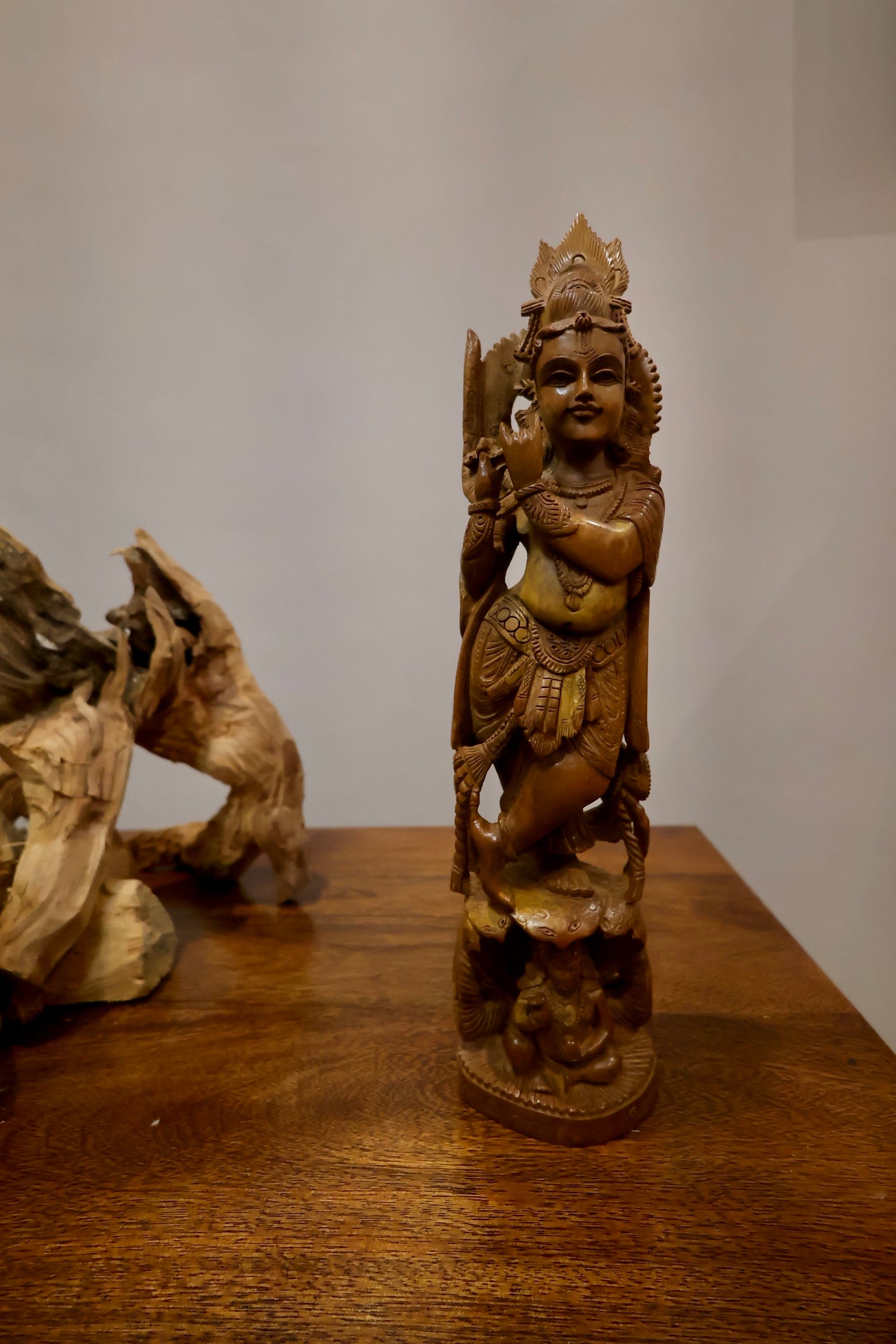 Vintage Sandalwood Dancing Baby Krishna