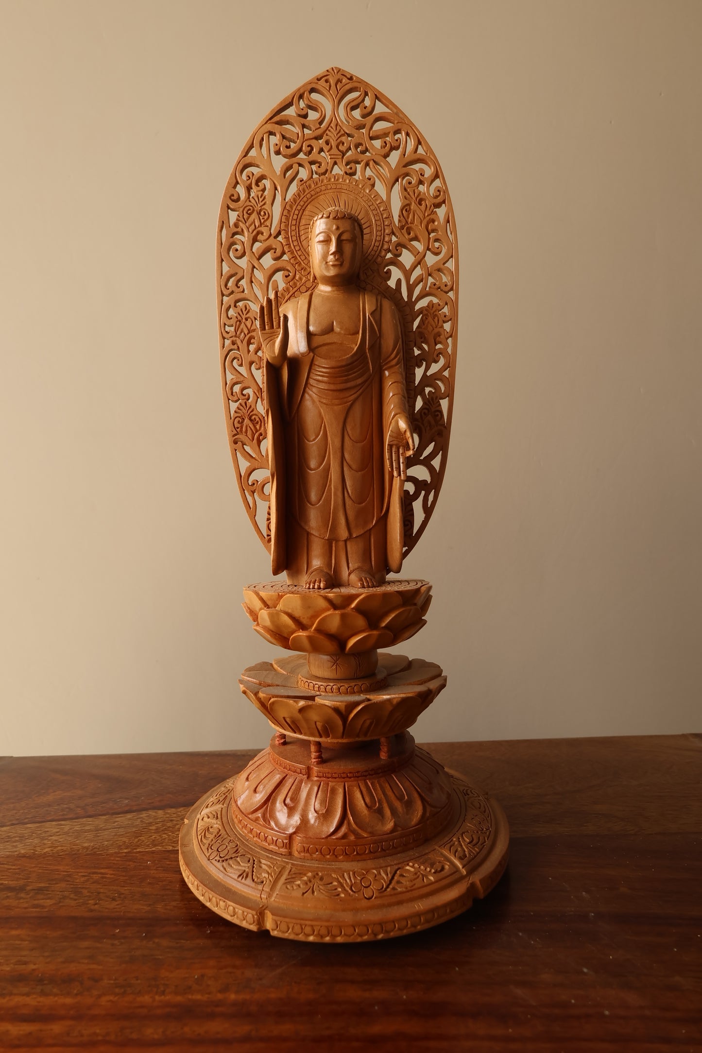 Sandalwood Standing Blessing Buddha Statue