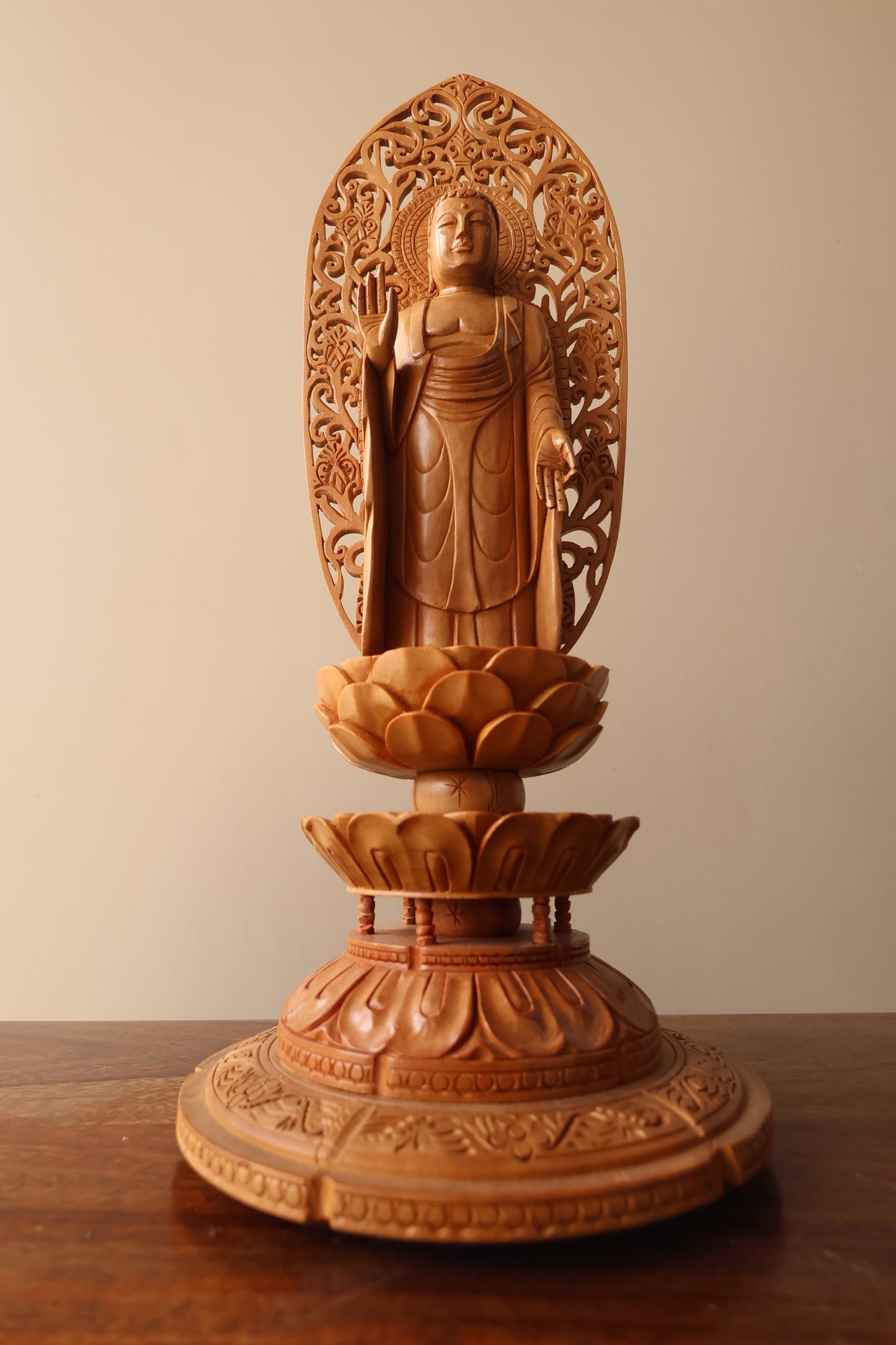 Sandalwood Standing Blessing Buddha Statue