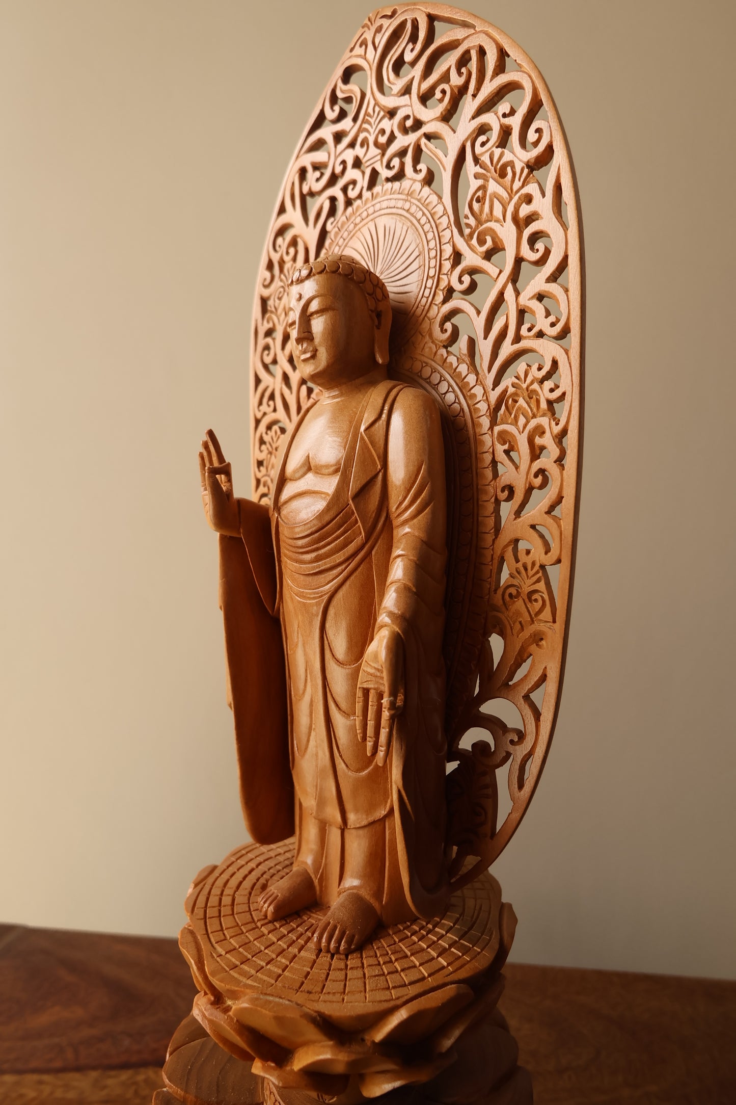 Sandalwood Standing Blessing Buddha Statue