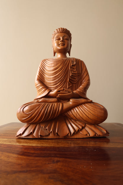 Sandalwood Beautifully Hand Carved Meditation Buddha Statue
