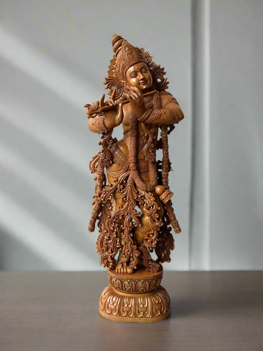 2.5 ft Sandalwood Large Krishna Statue