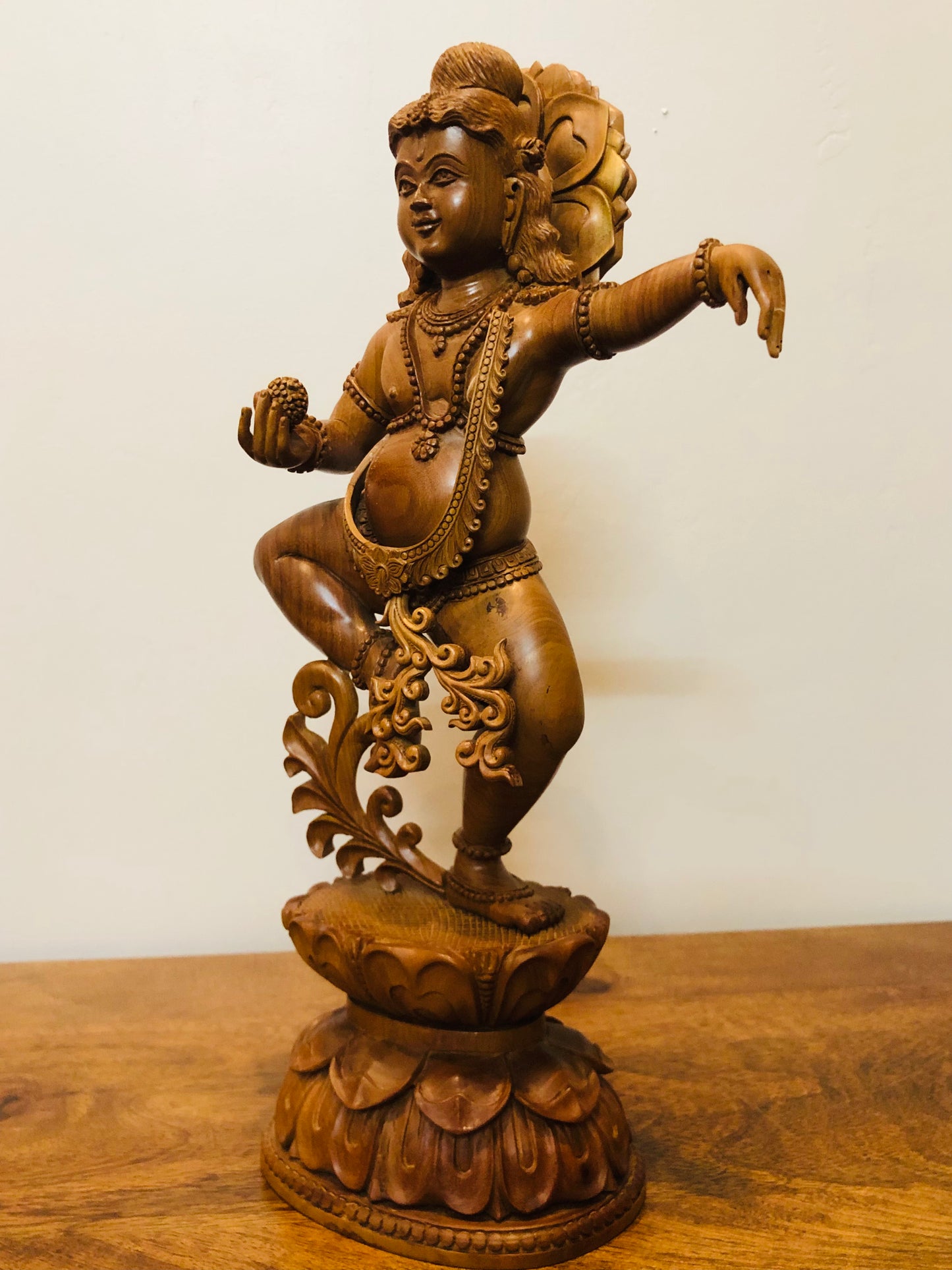 Sandalwood Hand Carved Dancing Krishna