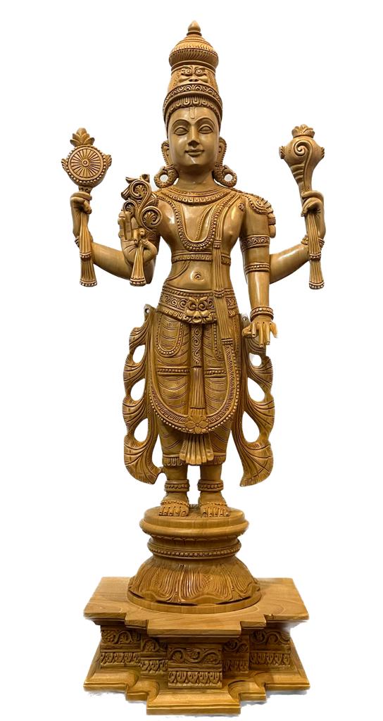 Wooden Fine Carved large Lord Vishnu