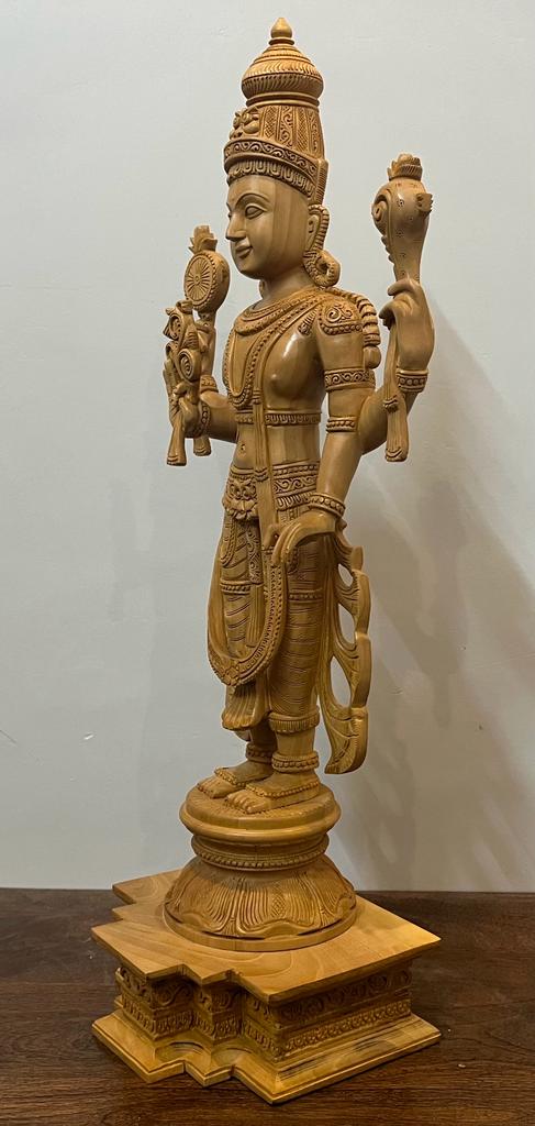 Wooden Fine Carved large Lord Vishnu