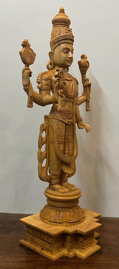 Wooden Fine Carved large Lord Vishnu