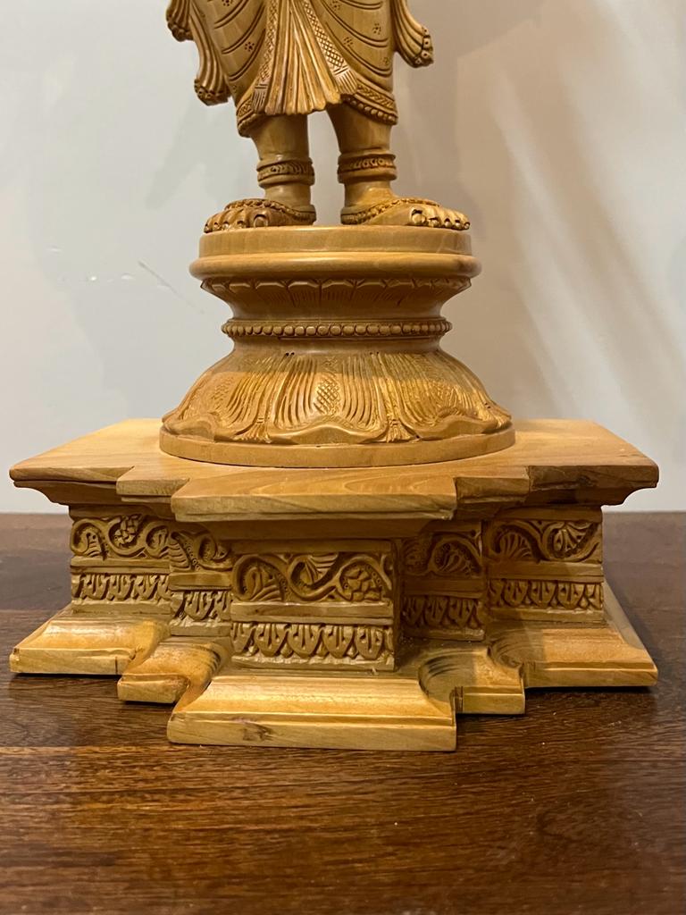 Wooden Fine Carved goddess laxmi