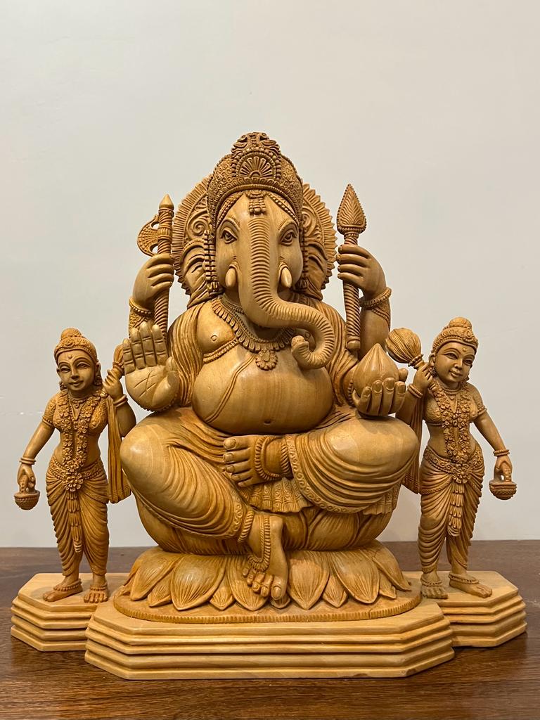 Wooden Carved GANESH DARBAR Statue