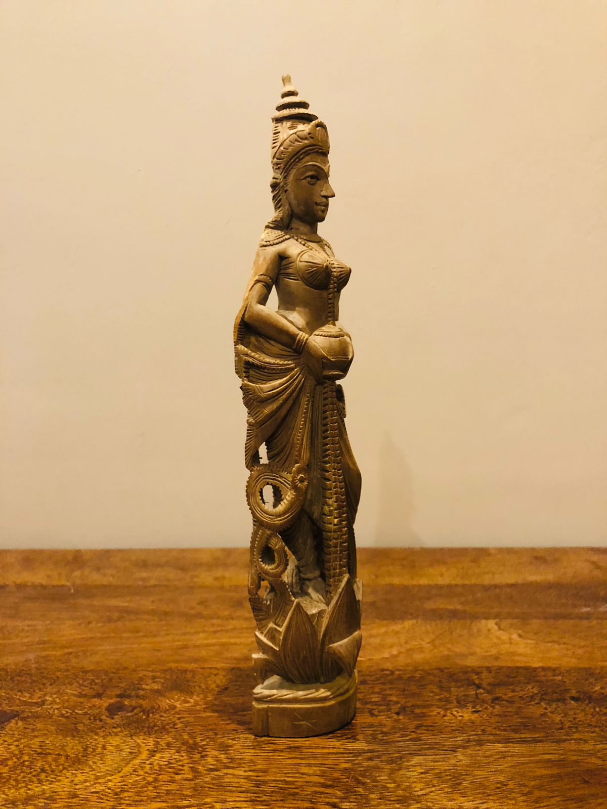 Sandalwood Fine Hand Carved Vintage Laxmi Statue