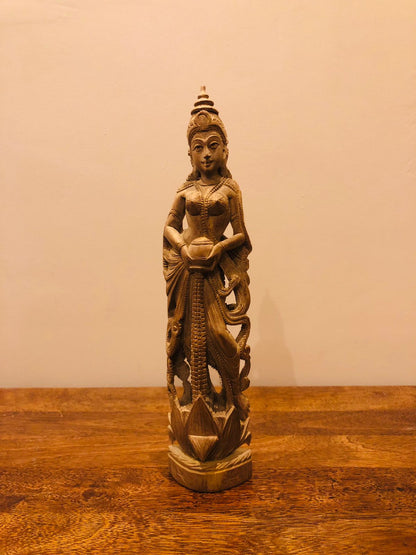 Sandalwood Fine Hand Carved Vintage Laxmi Statue