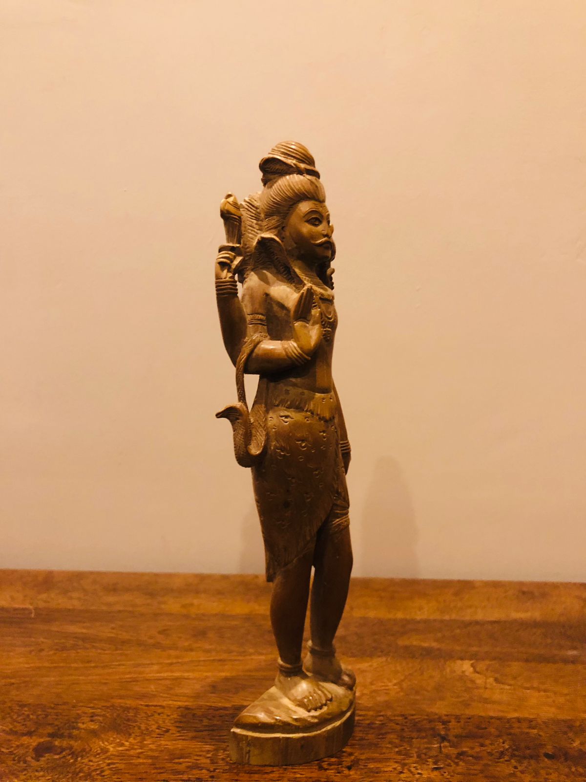 Sandalwood Vintage Shiva Standing Hand Carved Statue