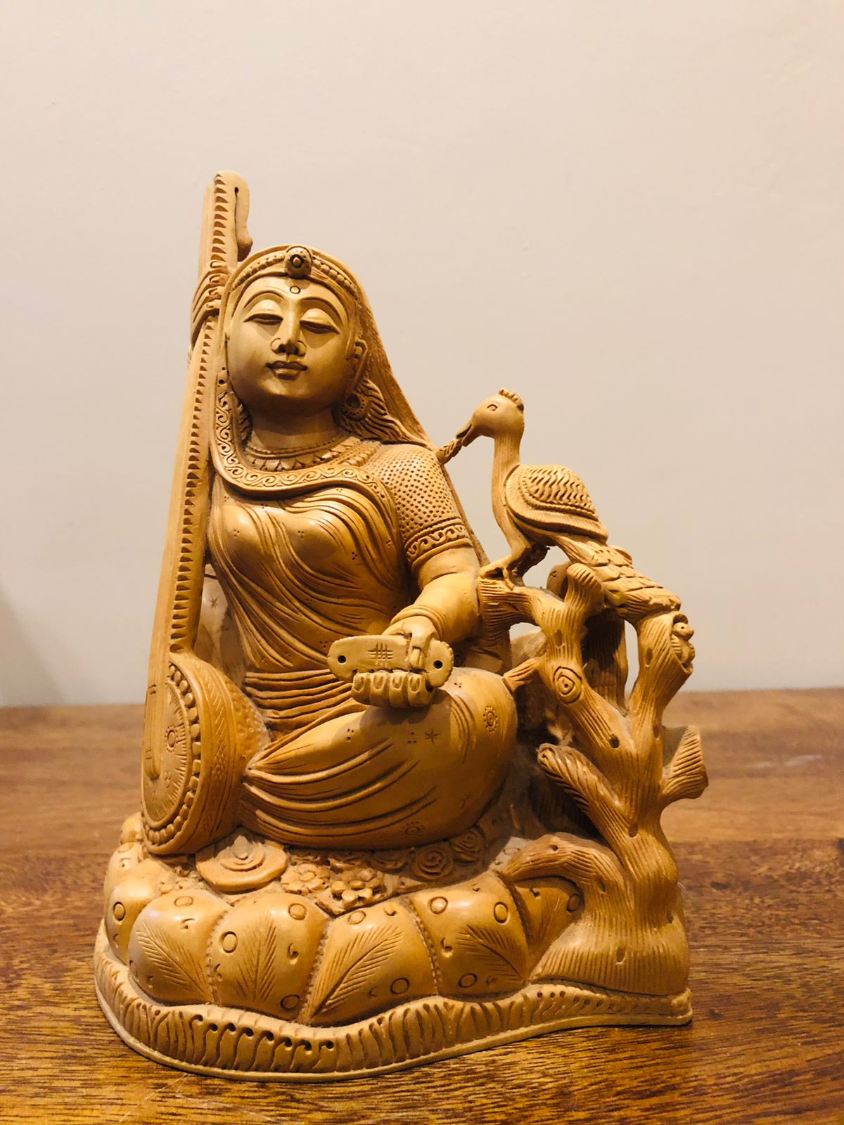 Wooden Hand Carved Meera Statue