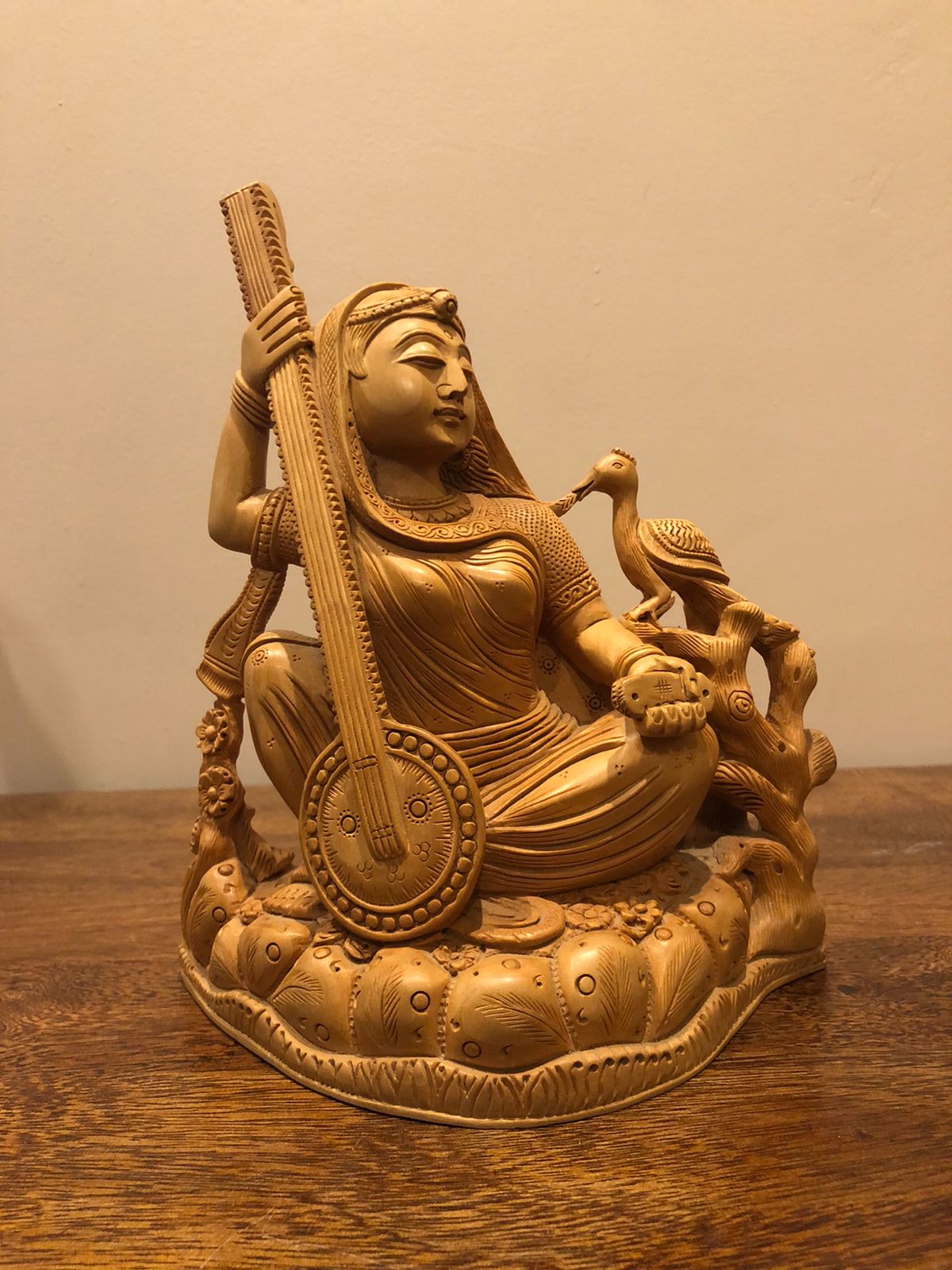 Wooden Hand Carved Meera Statue