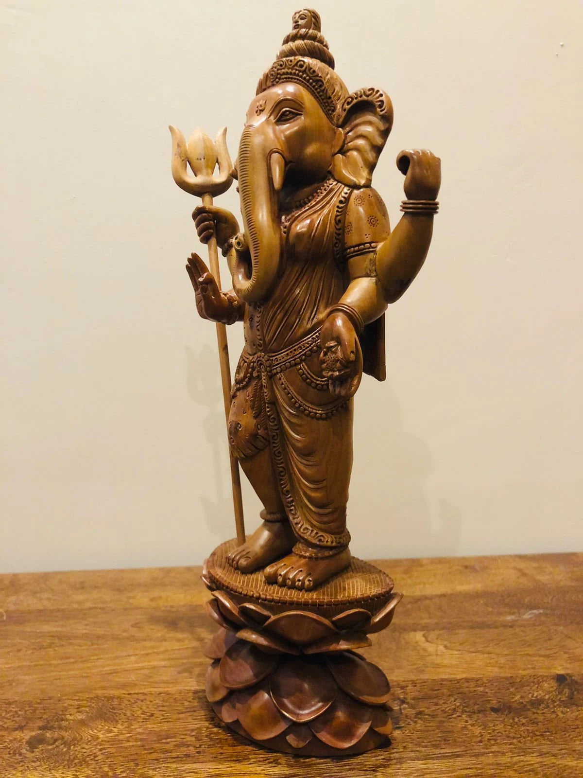 Sandalwood Standing Ganesha Indian Style Statue