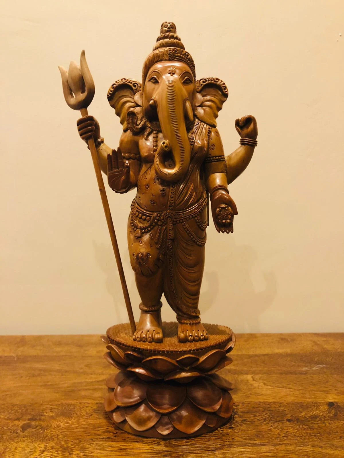 Sandalwood Standing Ganesha Indian Style Statue