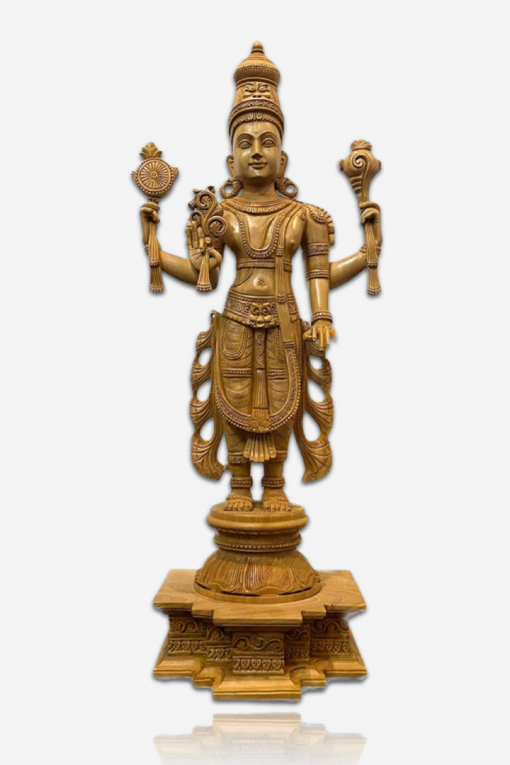 Wooden Fine Carved large Lord Vishnu
