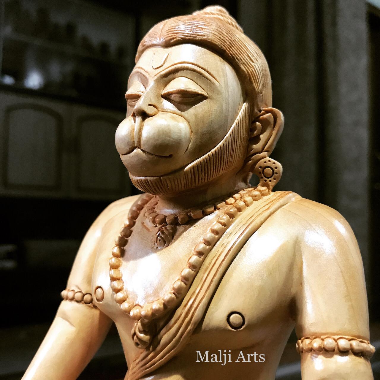 Wooden Lord Hanumana Meditation Statue - Arts99 - Online Art Gallery