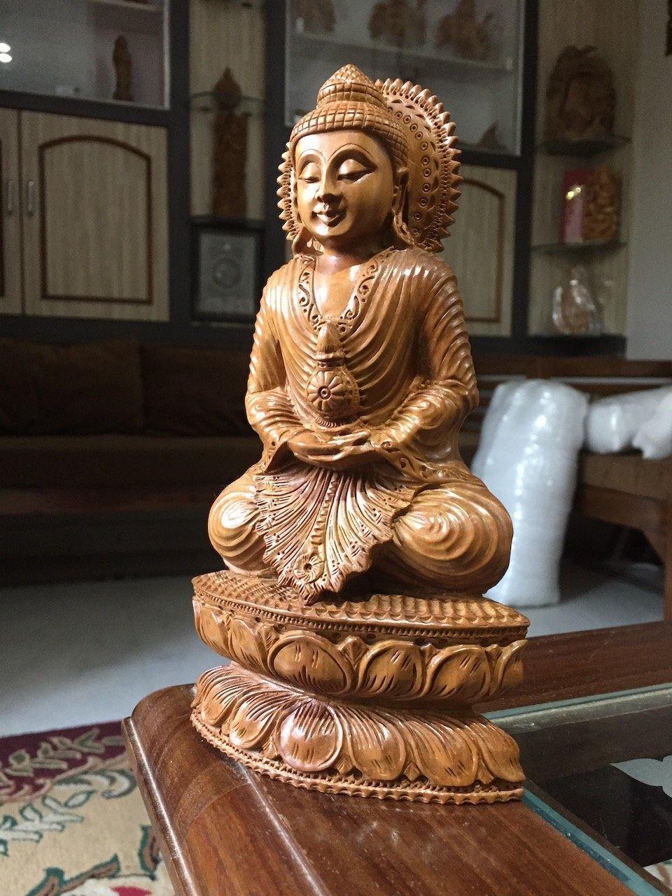 Sandalwood Beautifully Hand Carved Rare Meditation Buddha Statue