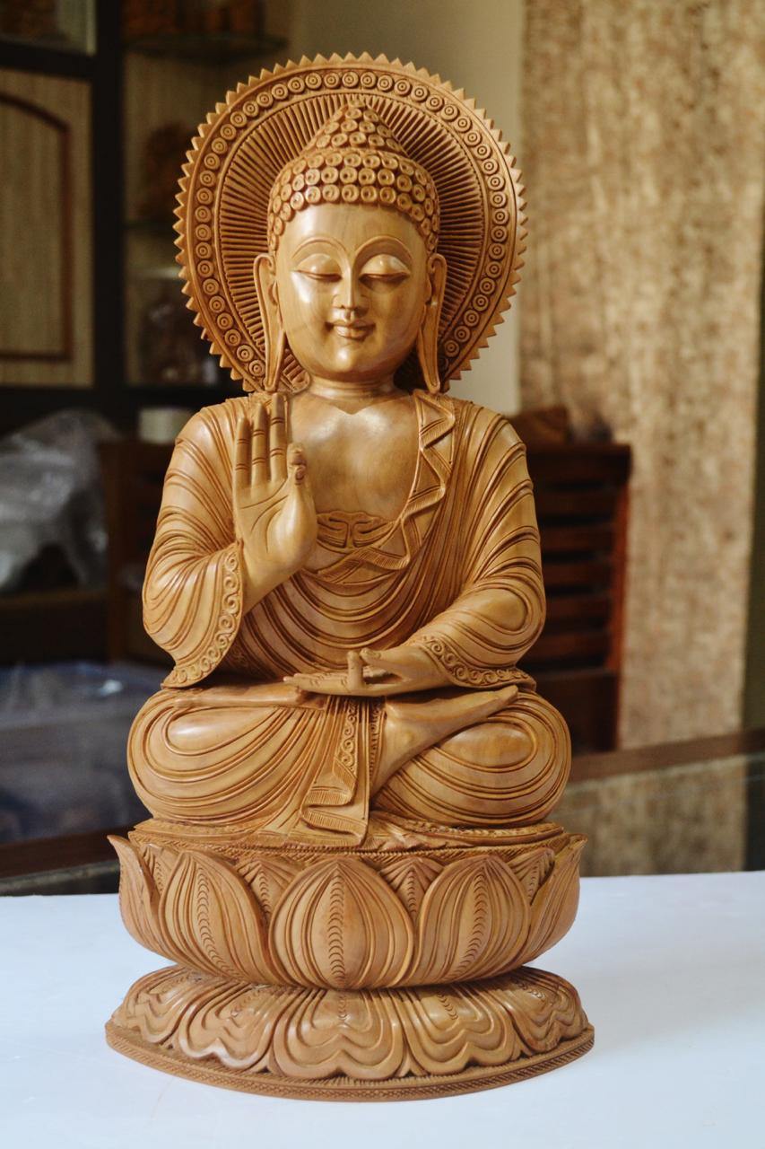 Large Sandalwood Fine Hand Carved Buddha Sitting Statue