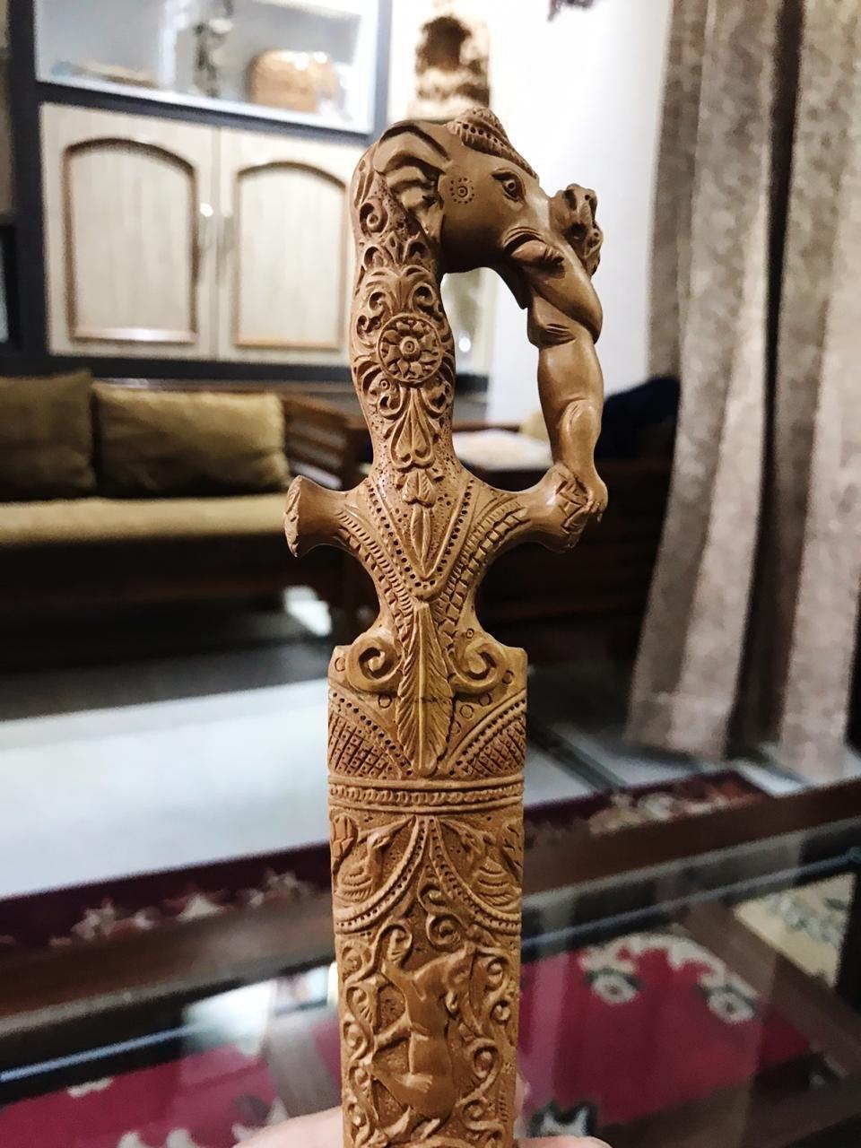 Sandalwood Hand Carved Decorative Indian Small Sword - Arts99 - Online Art Gallery
