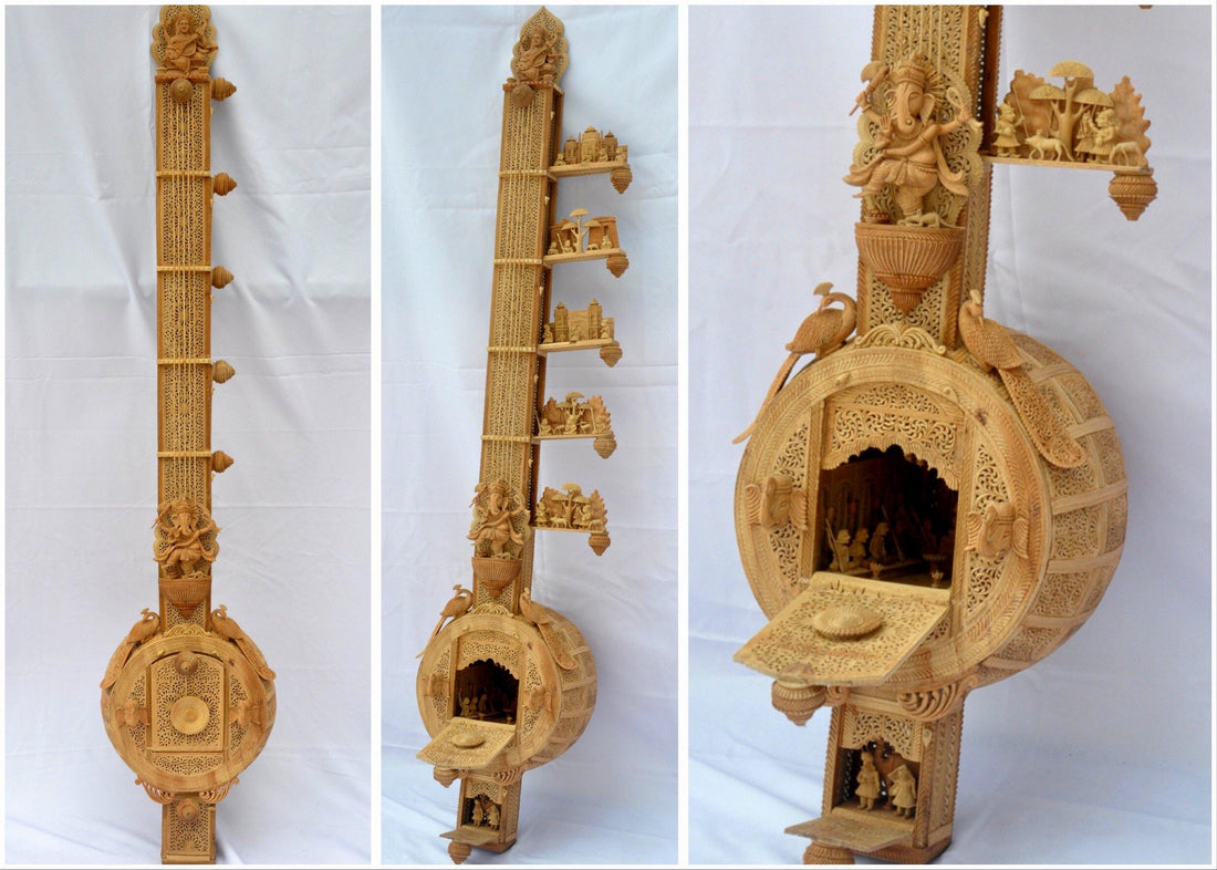 SANDALWOOD FINE CARVED BIG SITAR - MR Handicrafts