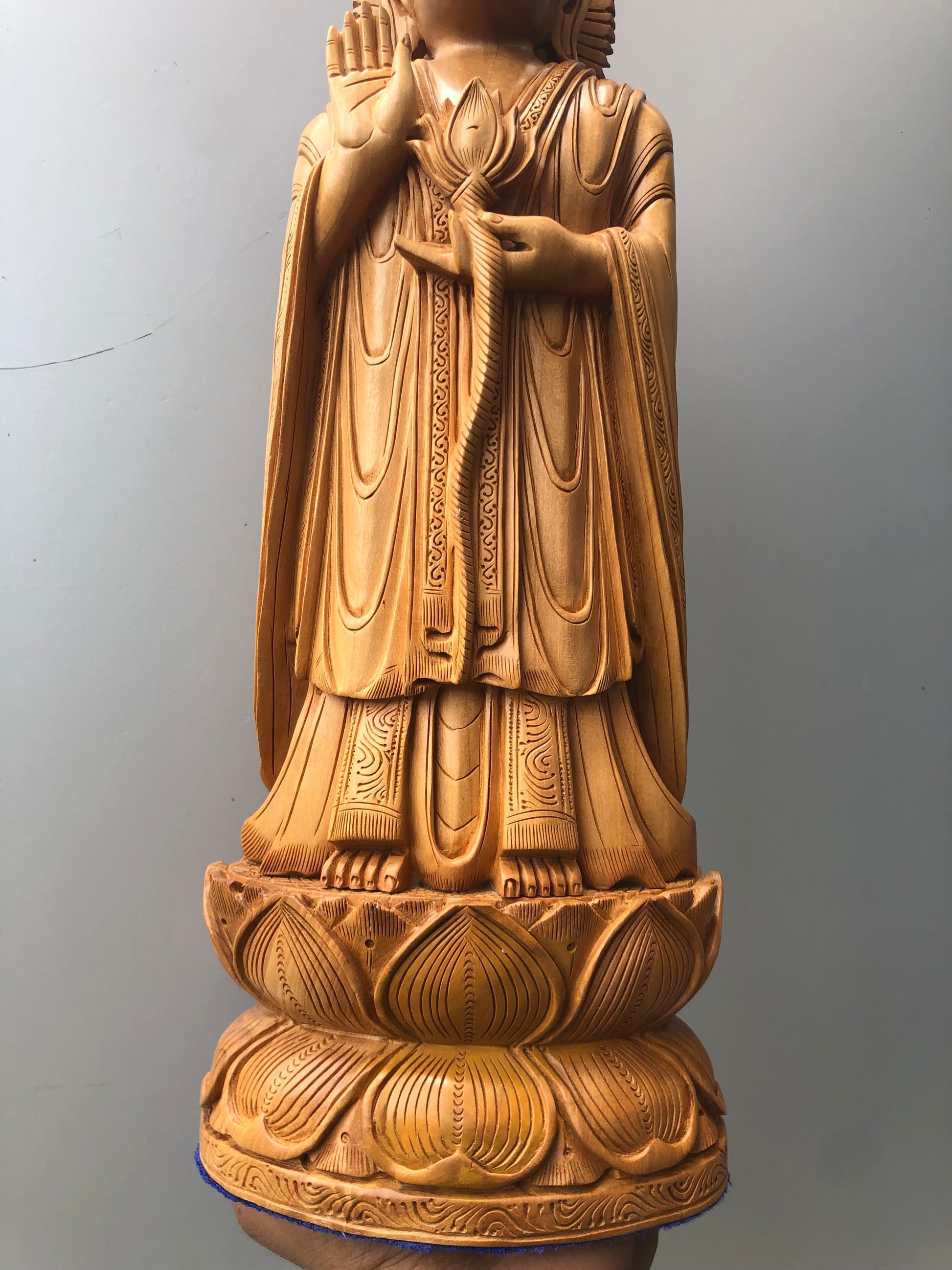 Wooden Standing Buddha Statue Big- 15 inches