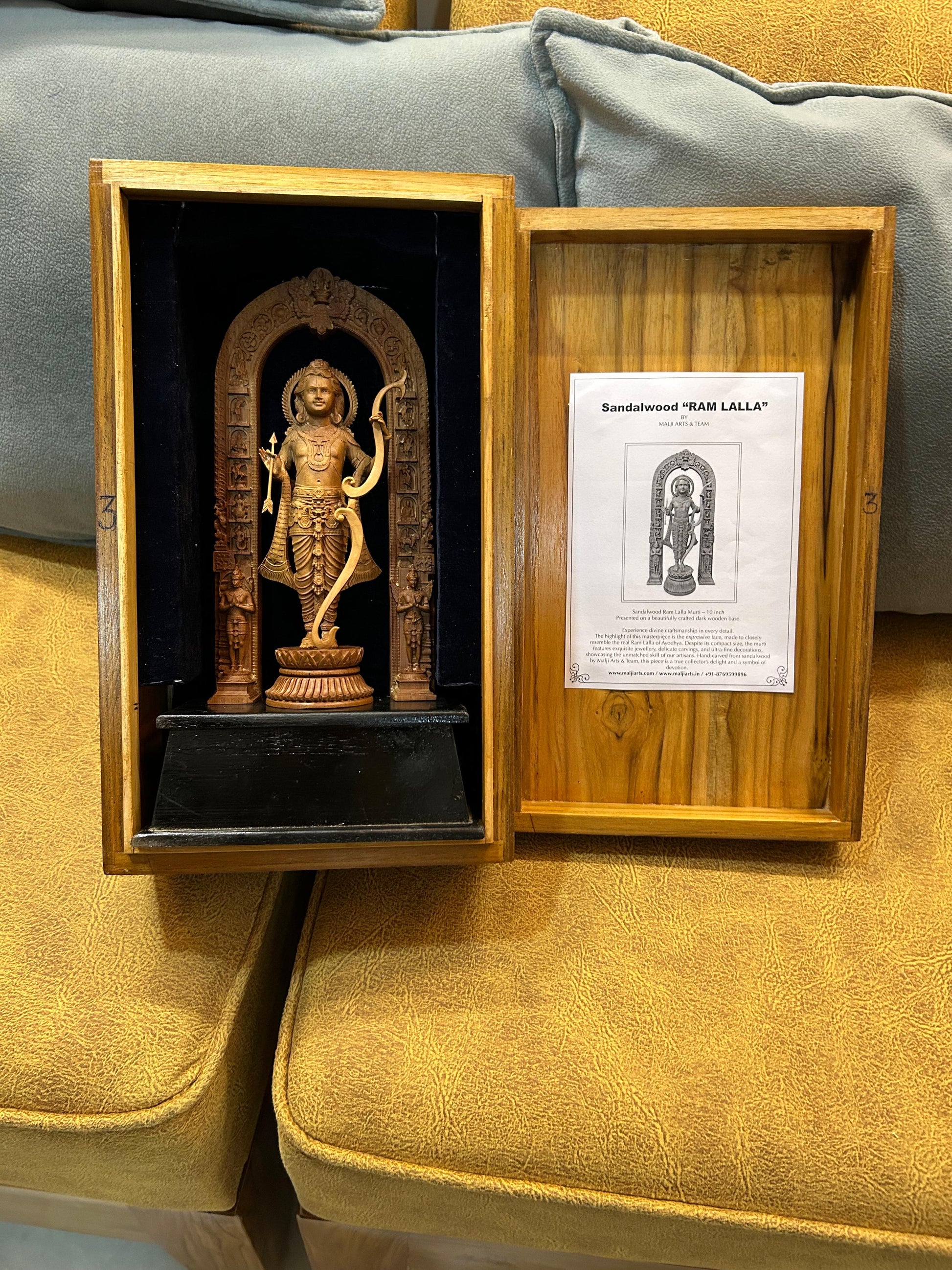 Sandalwood Ram Lalla Statue 10" inch
