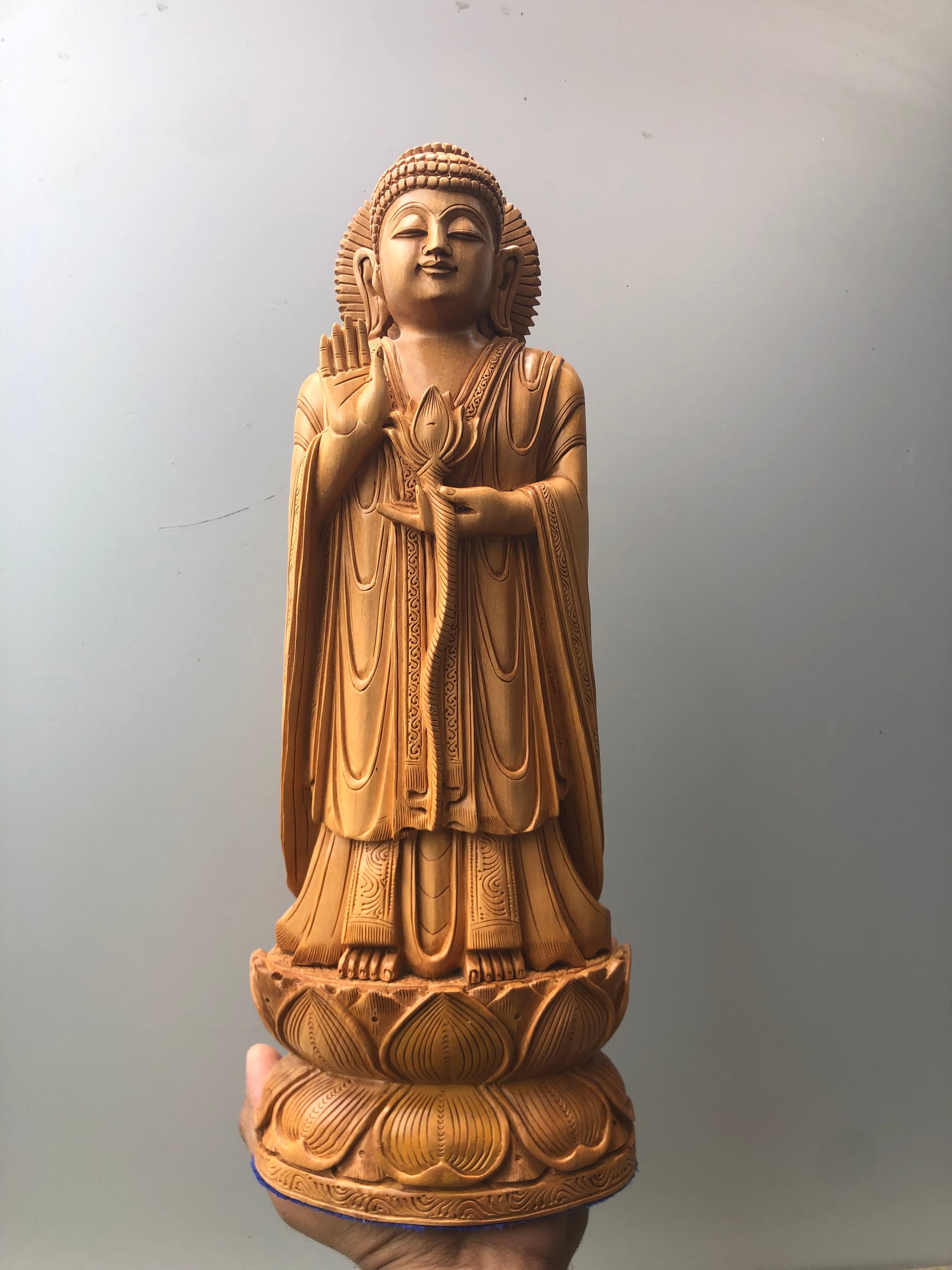 Wooden Standing Buddha Statue Big- 15 inches