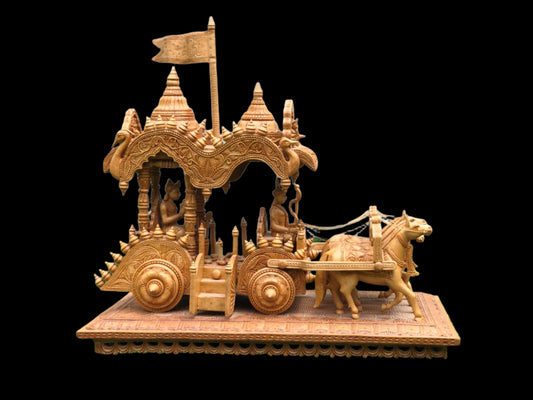 Wooden Fine Hand Carved Chariot or Arjuna Raath