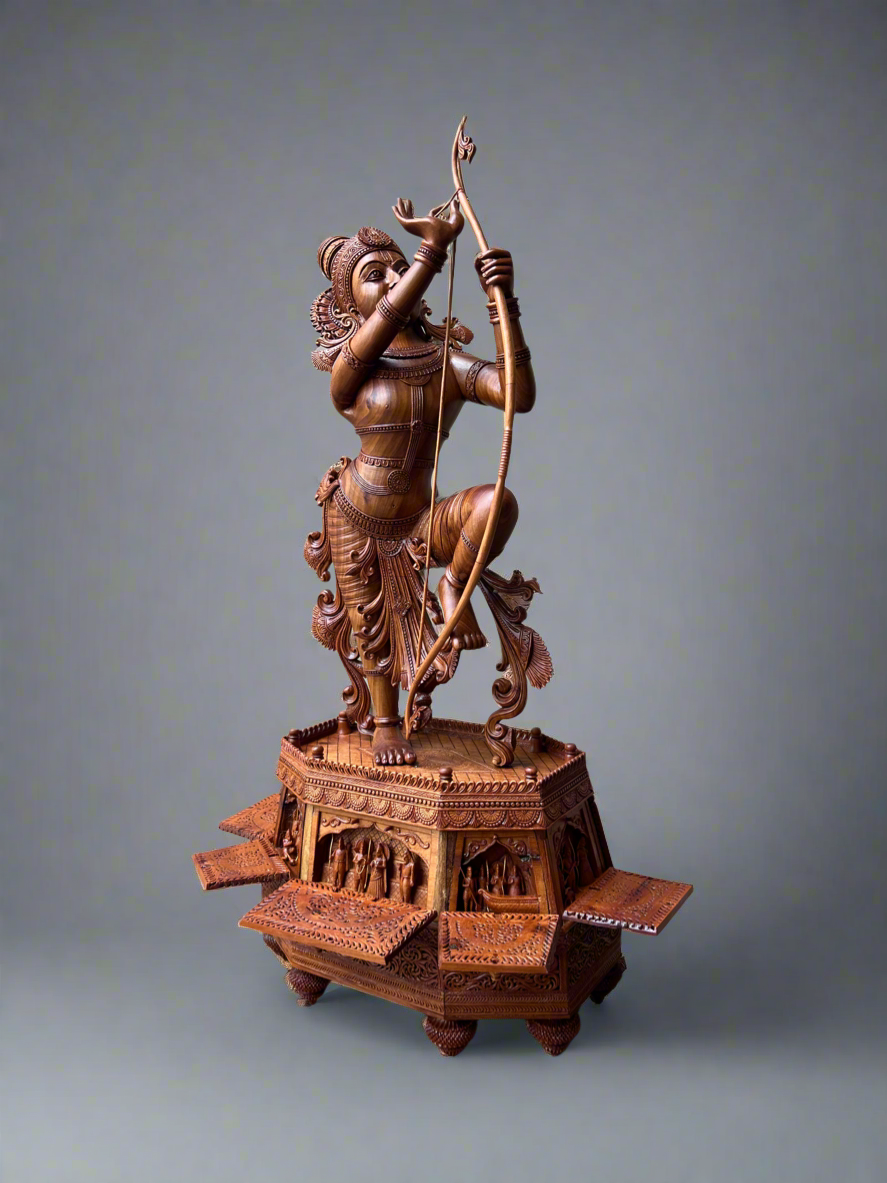Rare Sandalwood Carving – Lord Rama at Sita Swayamvara