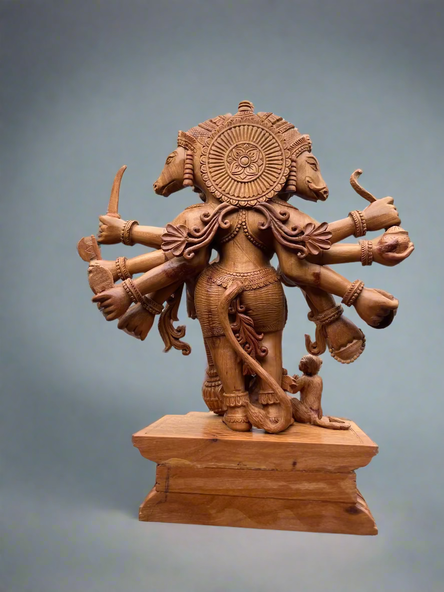 5 Mukhi Hanuman Ji – Sandalwood Carving (8 Inches)