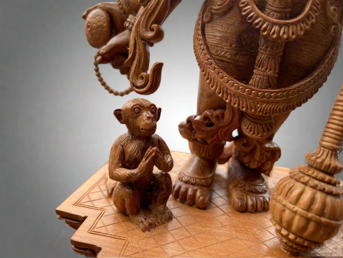 5 Mukhi Hanuman Ji – Sandalwood Carving (8 Inches)