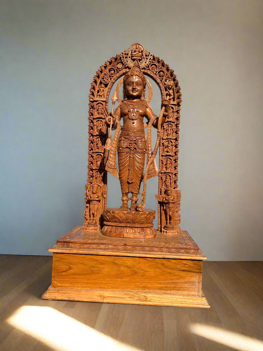3ft Sandalwood Ram Lalla Statue — Replica of Ayodhya Ram Lalla Idol