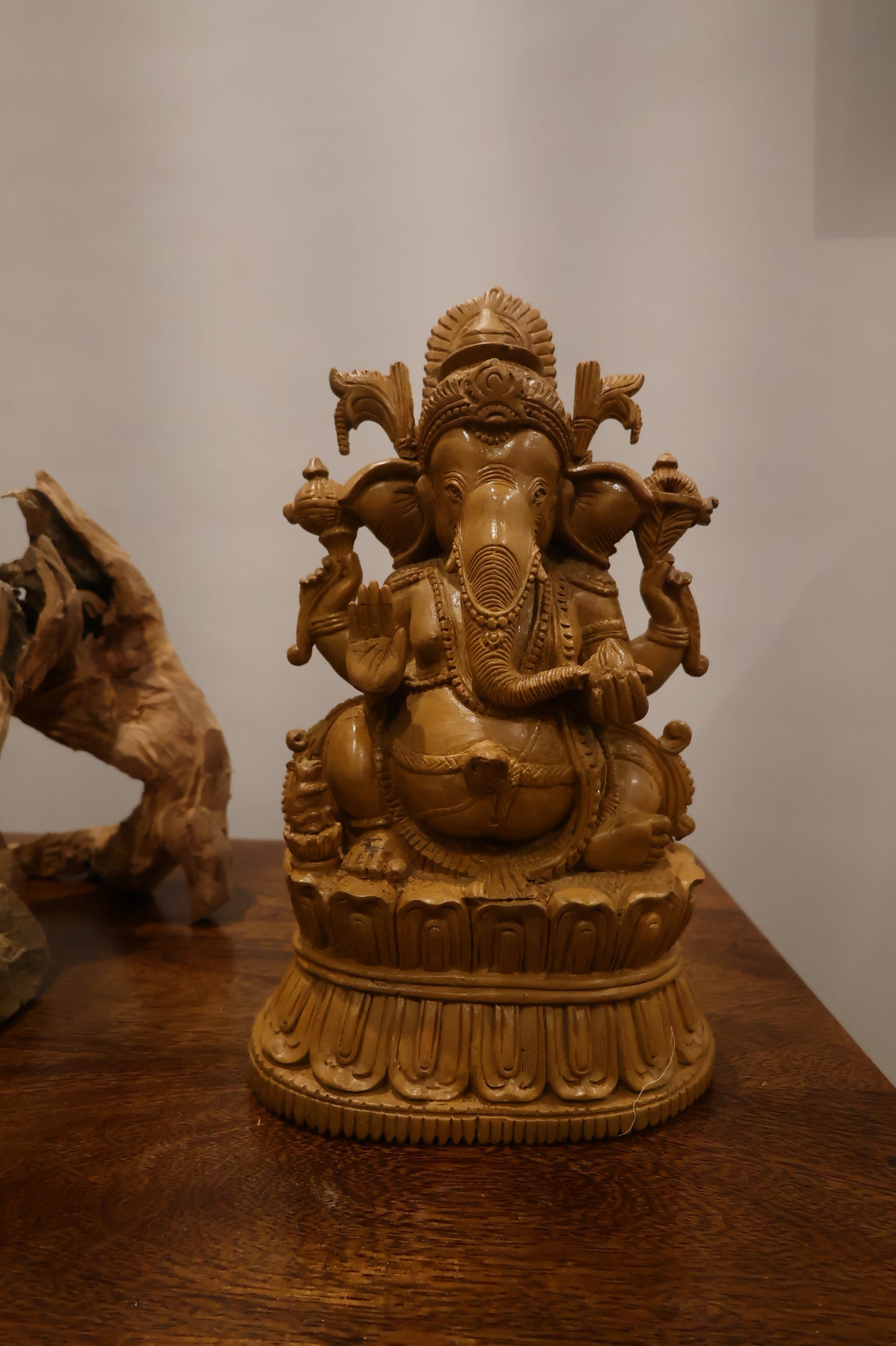 Rare Sandalwood Carved Vintage Ganesha