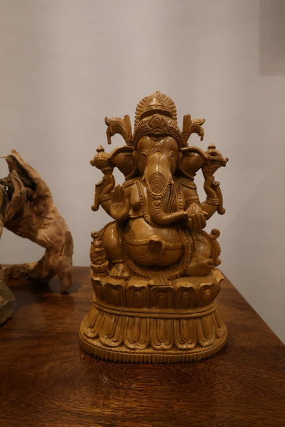 Rare Sandalwood Carved Vintage Ganesha