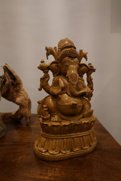 Rare Sandalwood Carved Vintage Ganesha