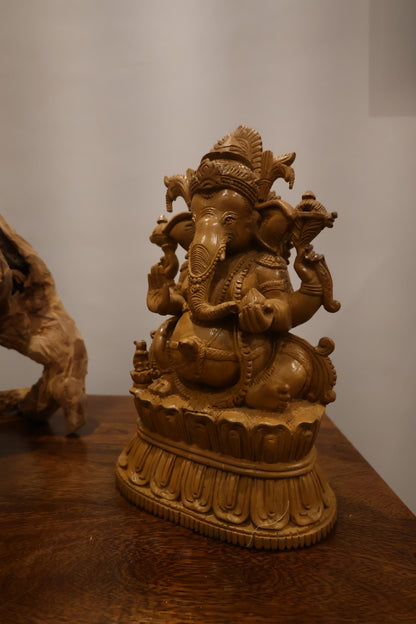 Rare Sandalwood Carved Vintage Ganesha