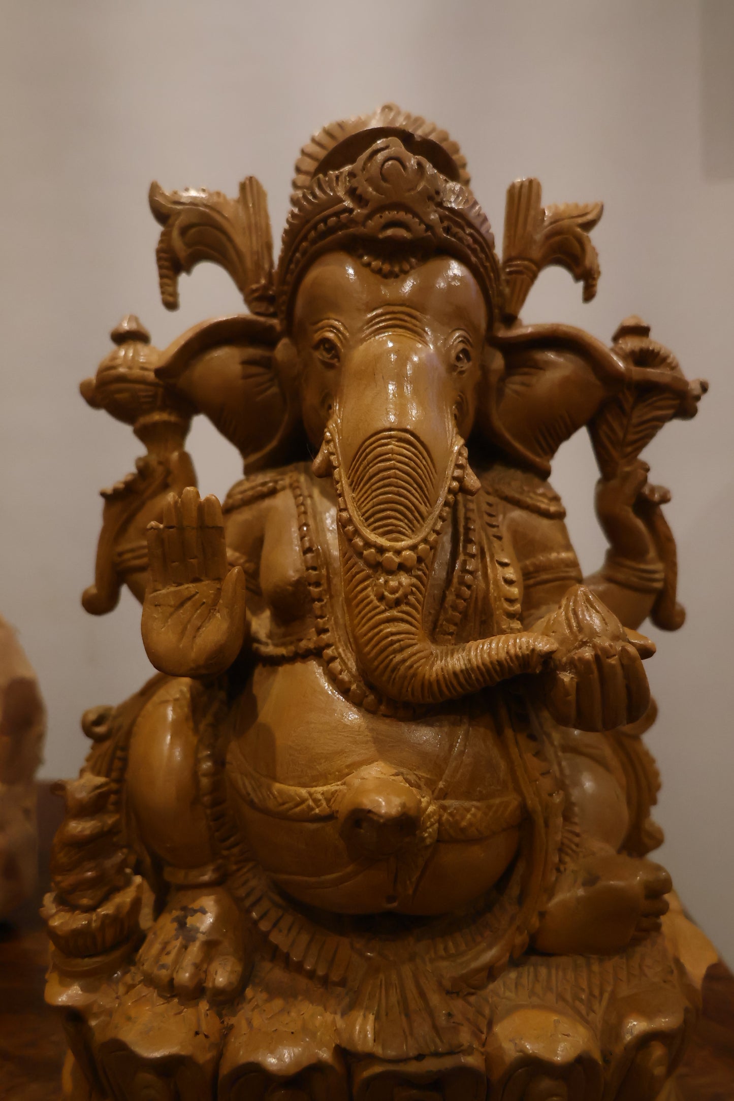 Rare Sandalwood Carved Vintage Ganesha