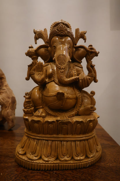Rare Sandalwood Carved Vintage Ganesha