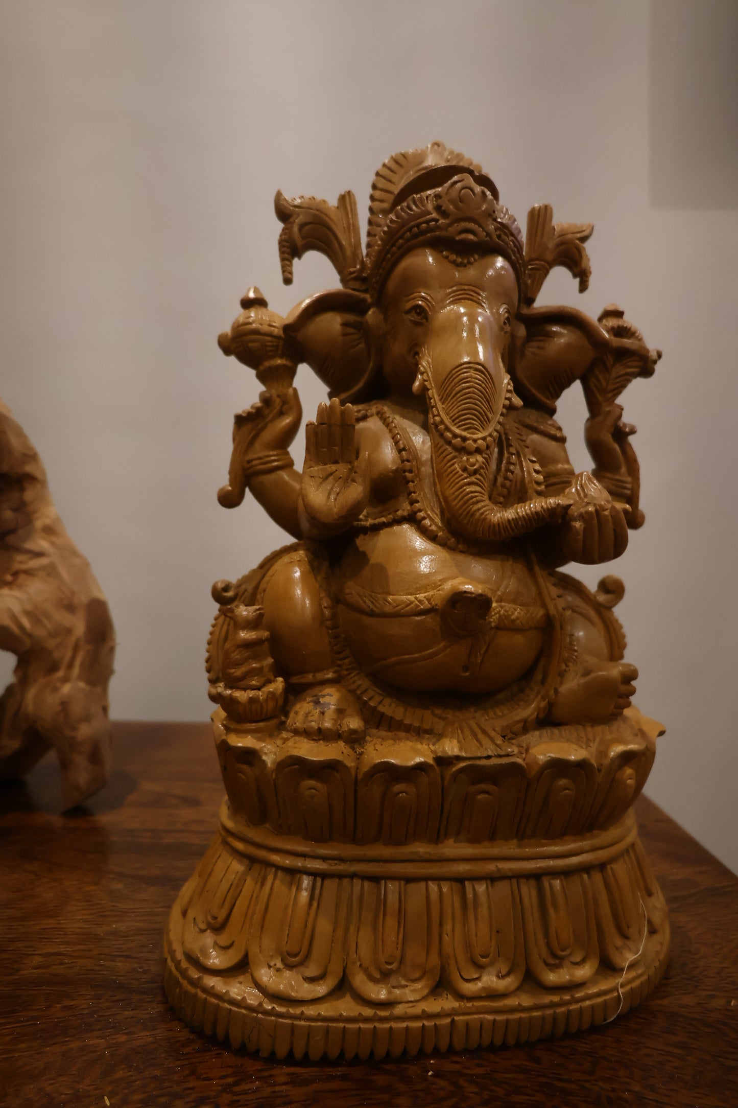 Rare Sandalwood Carved Vintage Ganesha
