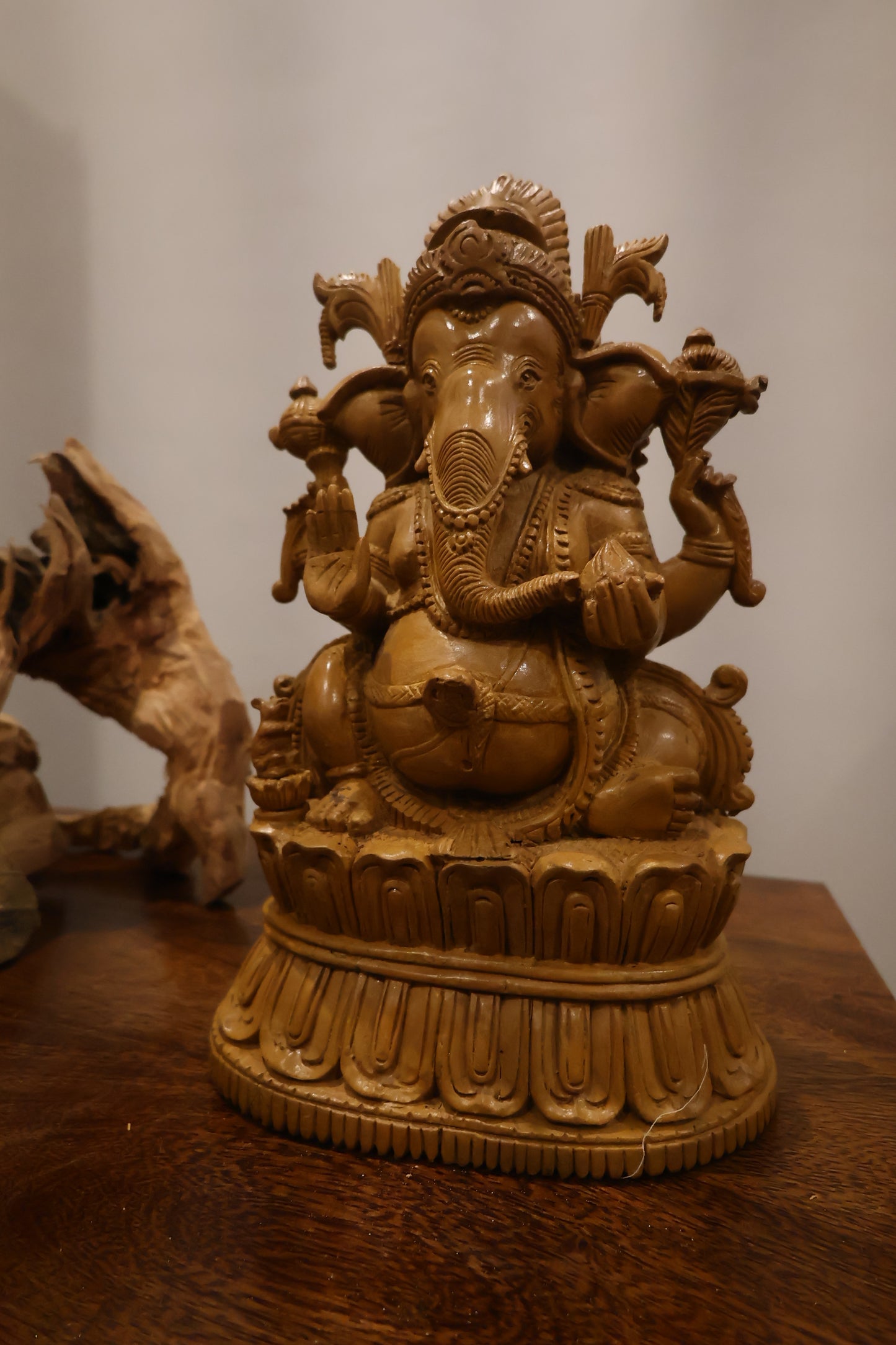 Rare Sandalwood Carved Vintage Ganesha