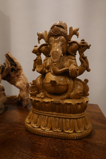 Rare Sandalwood Carved Vintage Ganesha