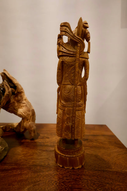 Vintage Sandalwood Carving Mughal King Statue