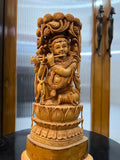 Sandalwood Baal Krishna Playing Flute (8 inches)